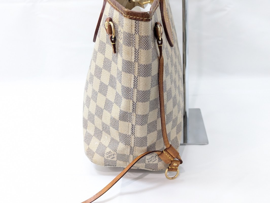 LOUIS VUITTON Damier Azur Neverfull PM Tote Bag White N51110 VI3160 Authentic LV