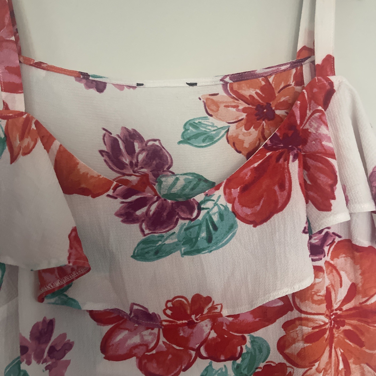 Debenhams White Mix Floral Strappy Top UK18 Flowy Plus Size Summer Holiday Vest