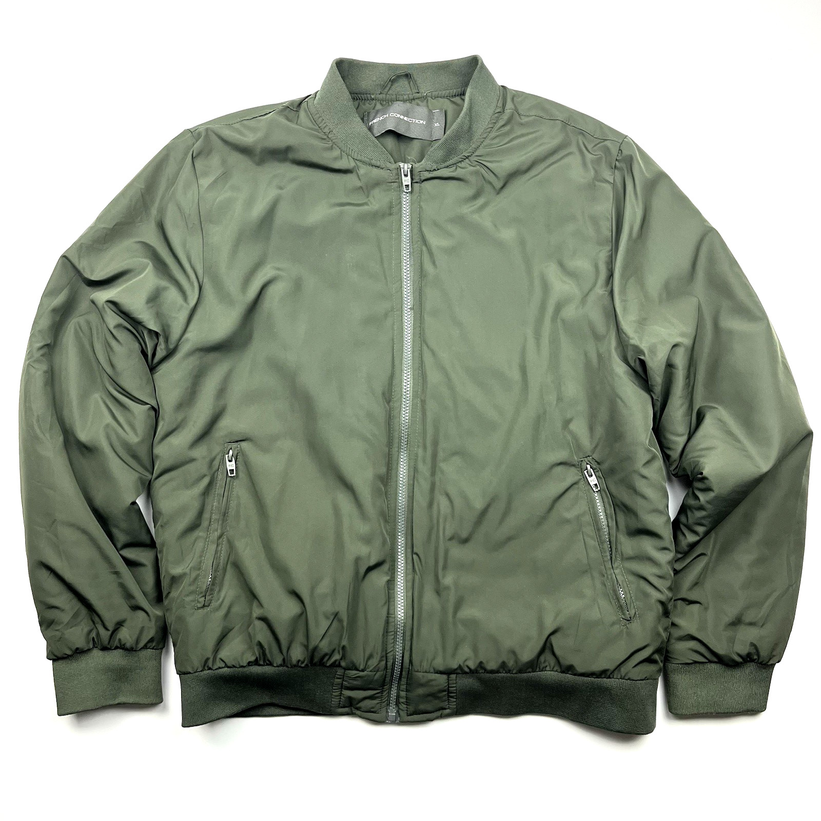 French Connection Bomber Jacket Mens XL Khaki Full Zip Padded Softshell Military