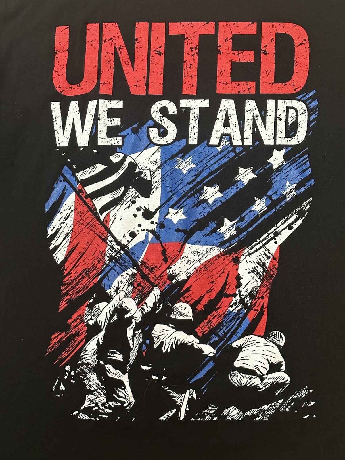 Faded Glory T Shirt Men’s XL Black United We Stand Graphic Print Tee Casual USA