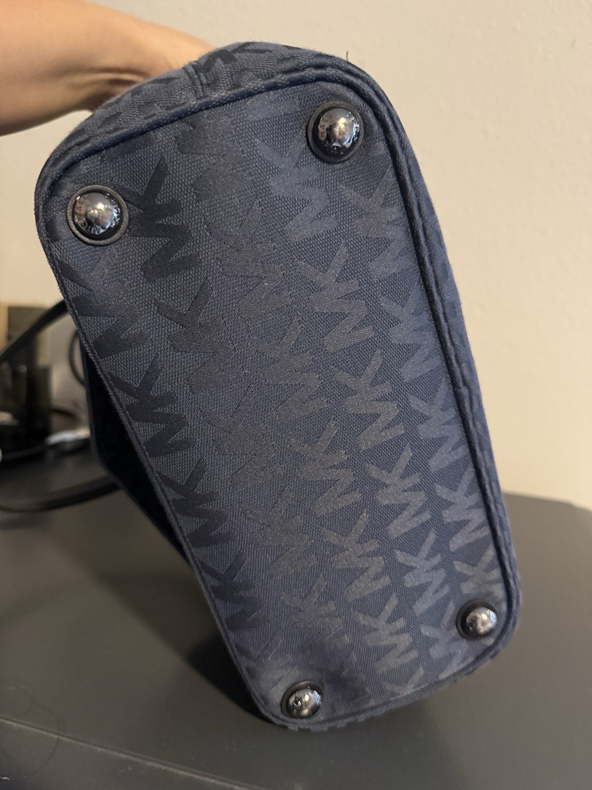 Michael Kors Navy MK Logo Tote with Front Pocket