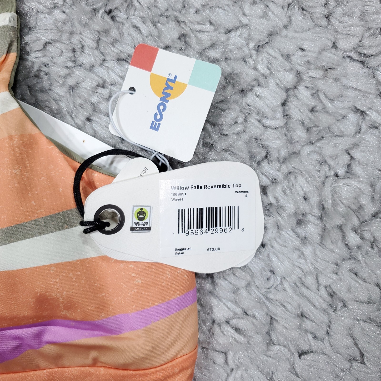 Prana Willow Falls Reversible Bikini Swim Top Waves Orange Green Size Small