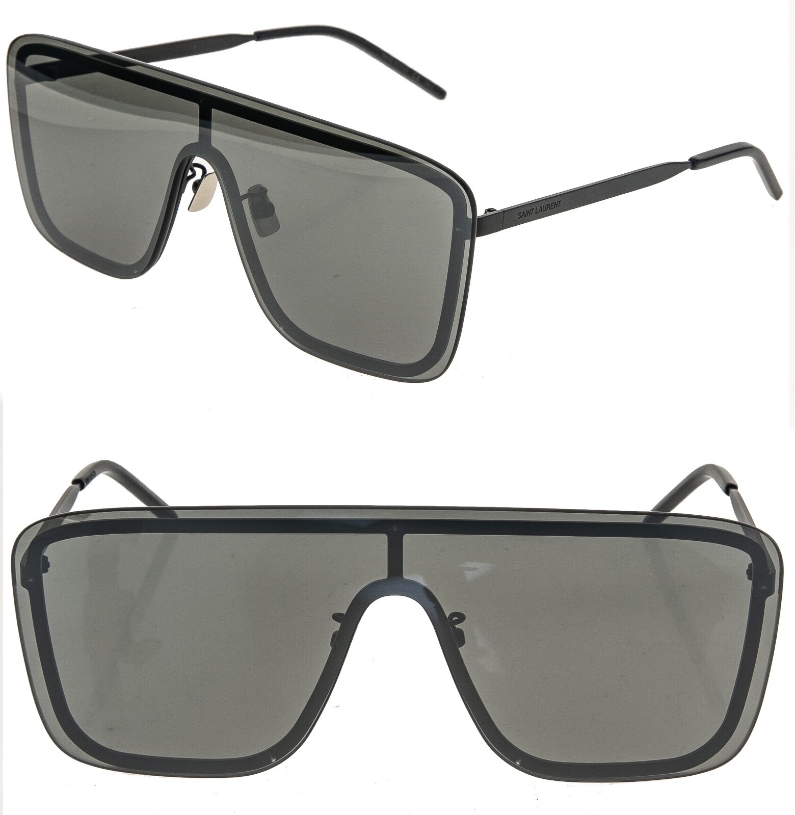 SAINT LAURENT 364 MASK YSL SL364 003 Black Silver Mirror Unisex Shield Sunglass
