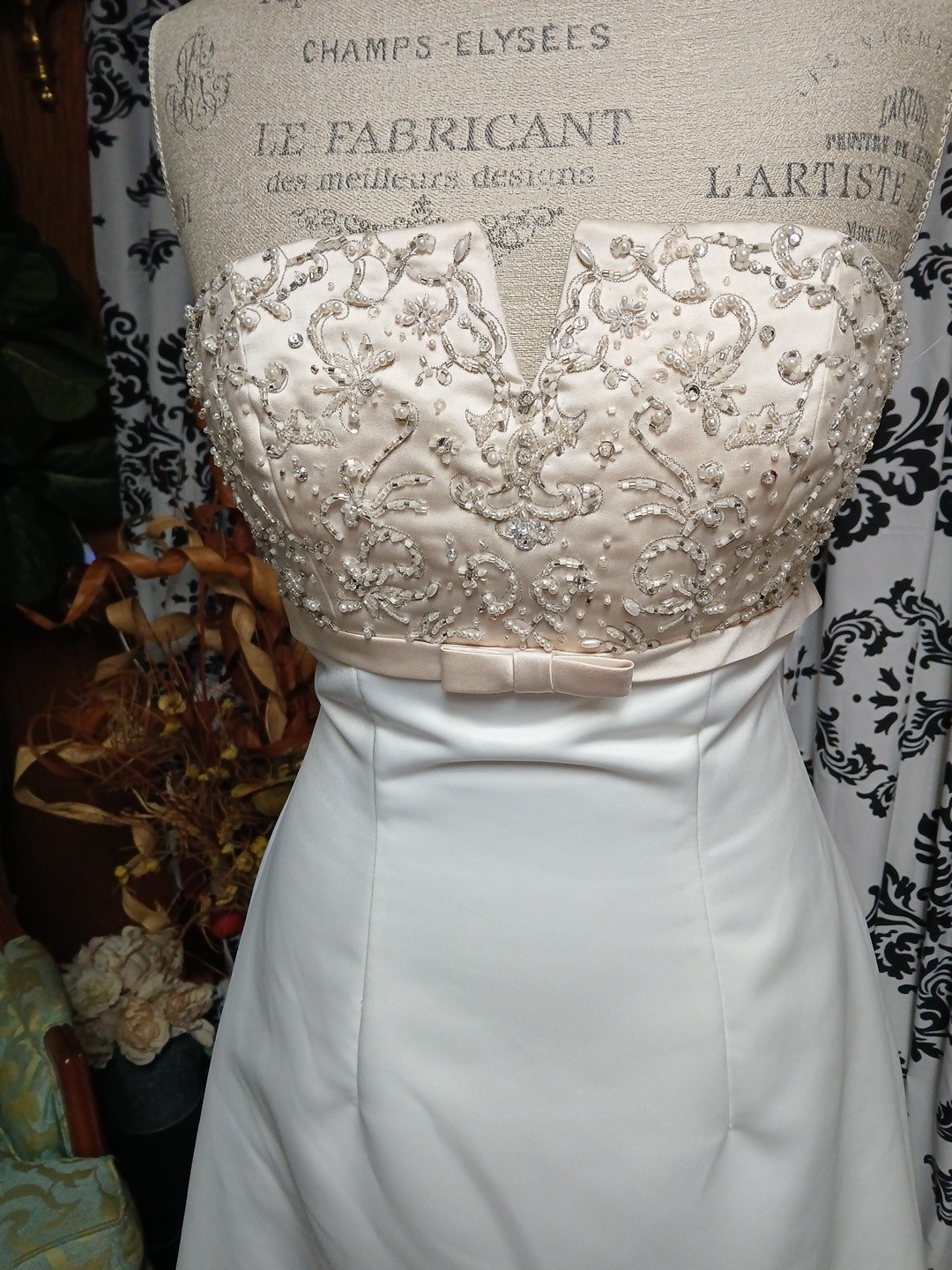 Mori Lee Ivory And Champagne Wedding Dress With Embellished Bodice Size 6