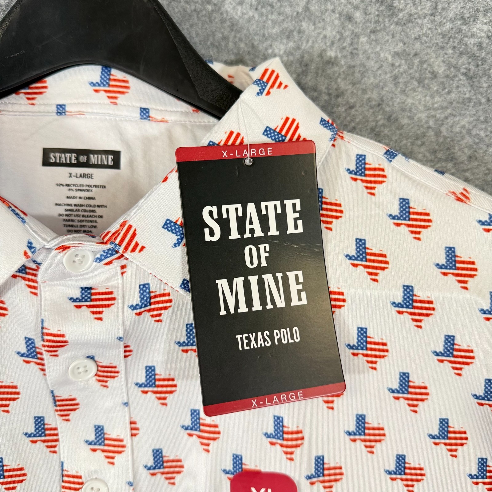 State Of Mine Texas Performance Golf Polo Shirt Mens XL White Short-Sleeve NWT