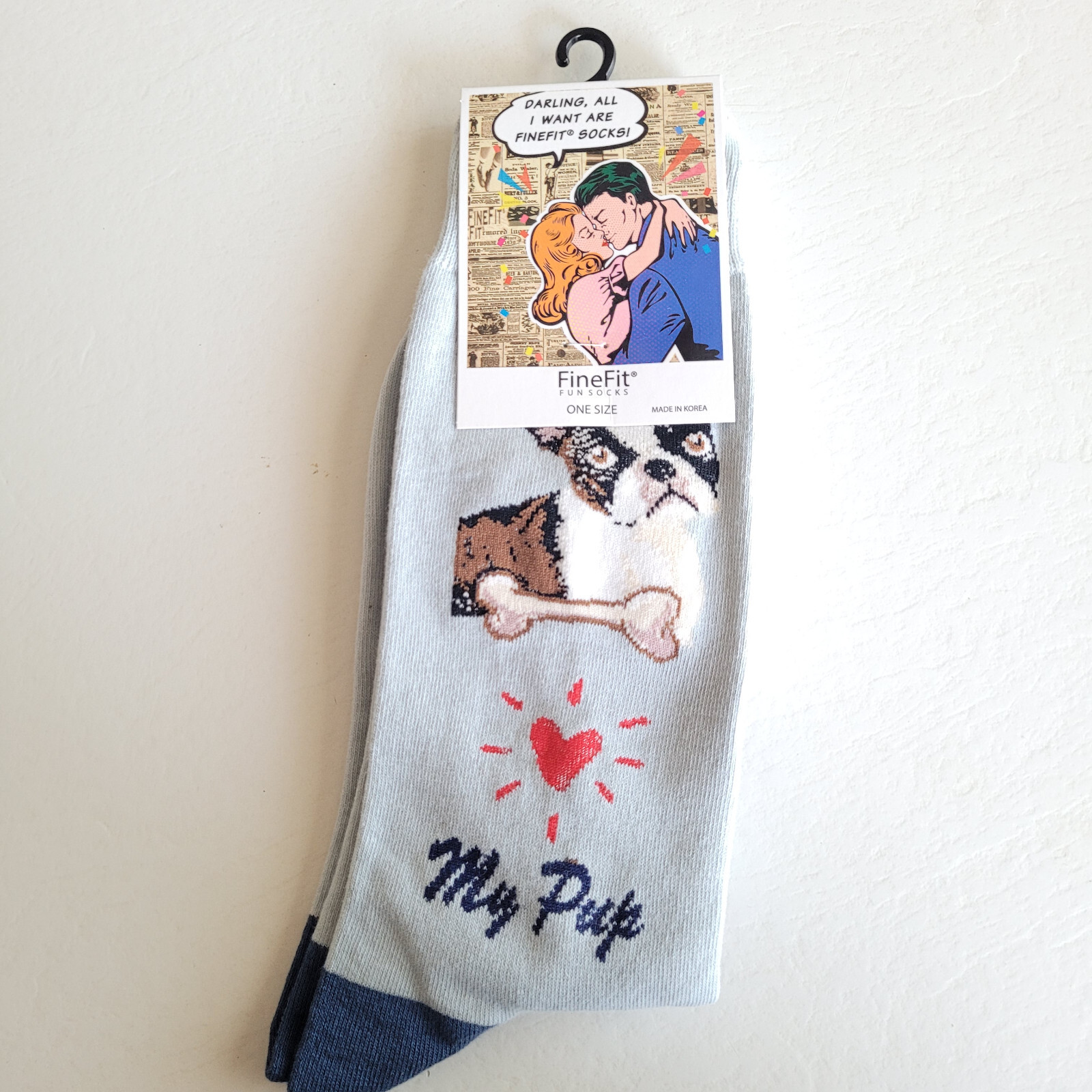 Boston Terrier Dog Socks Fun Novelty Dress Casual Unisex SOX FineFit One Size