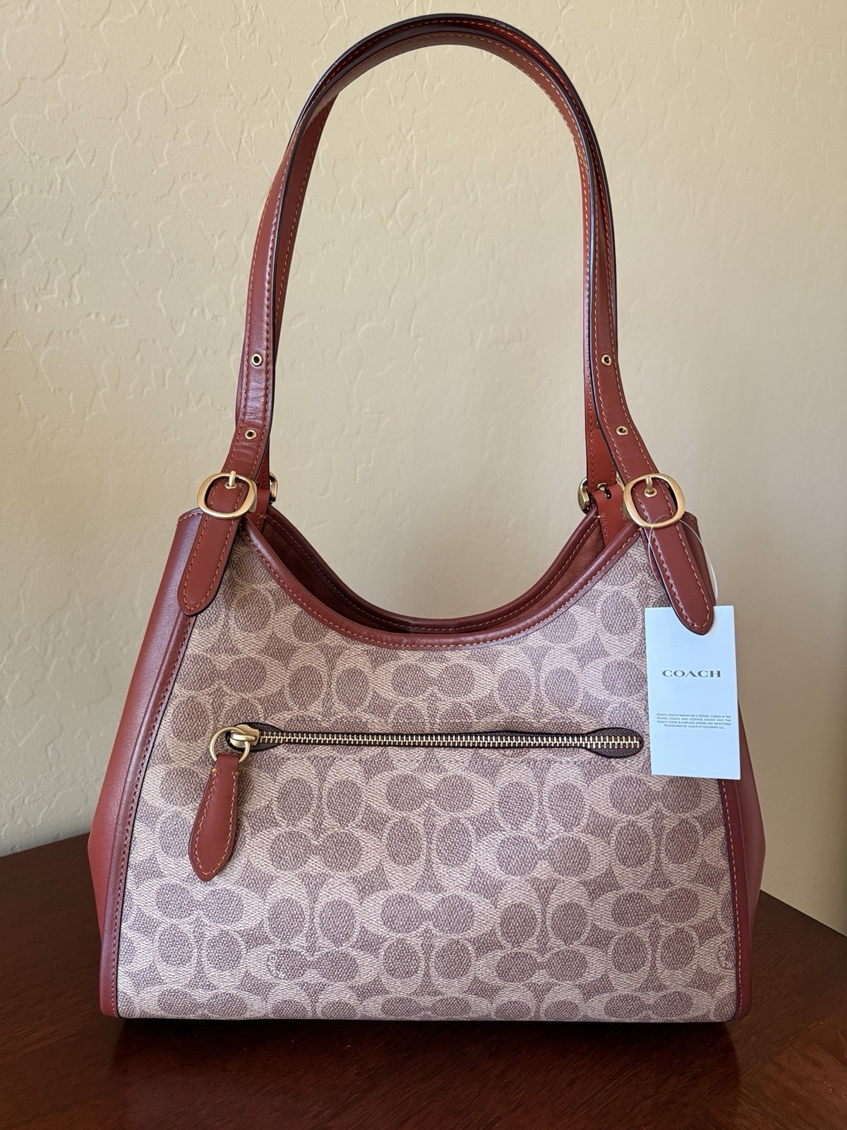 NWT Coach C4825 Lori Shoulder Bag In Signature Canvas & Calf Leather-Tan Rust