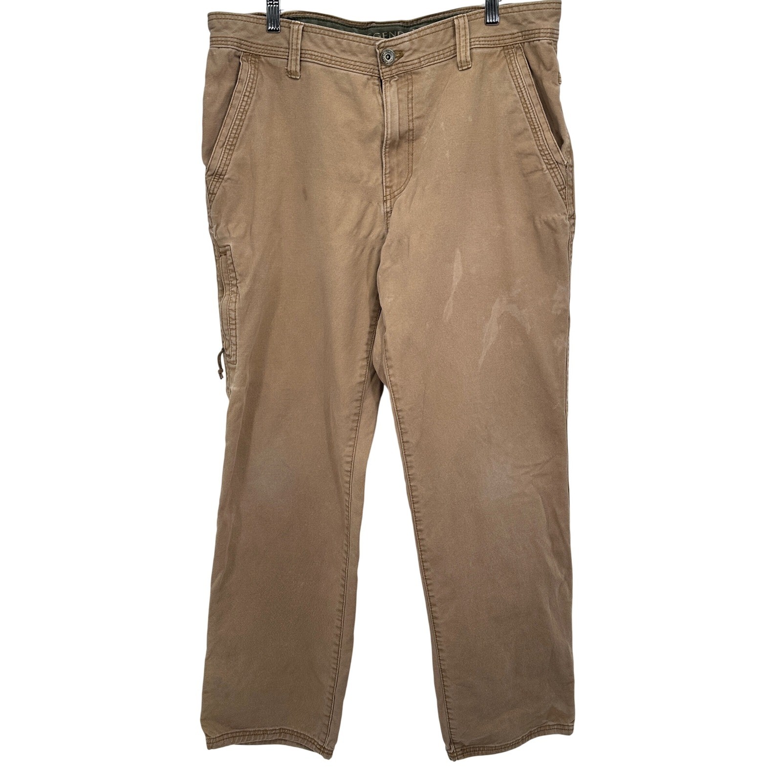 Legendary Outfitters Mens Canvas Utility Pants 34×32 Tan Brown Workwear Trousers