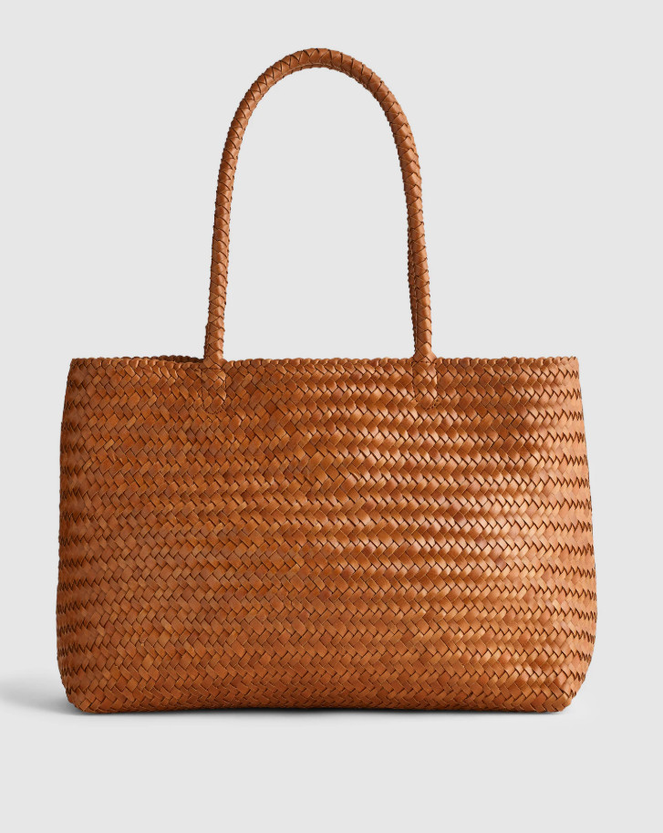 [BIG SALE] Madewell The Signature Woven Tote Bag Straw Leather Trim Shoulder New