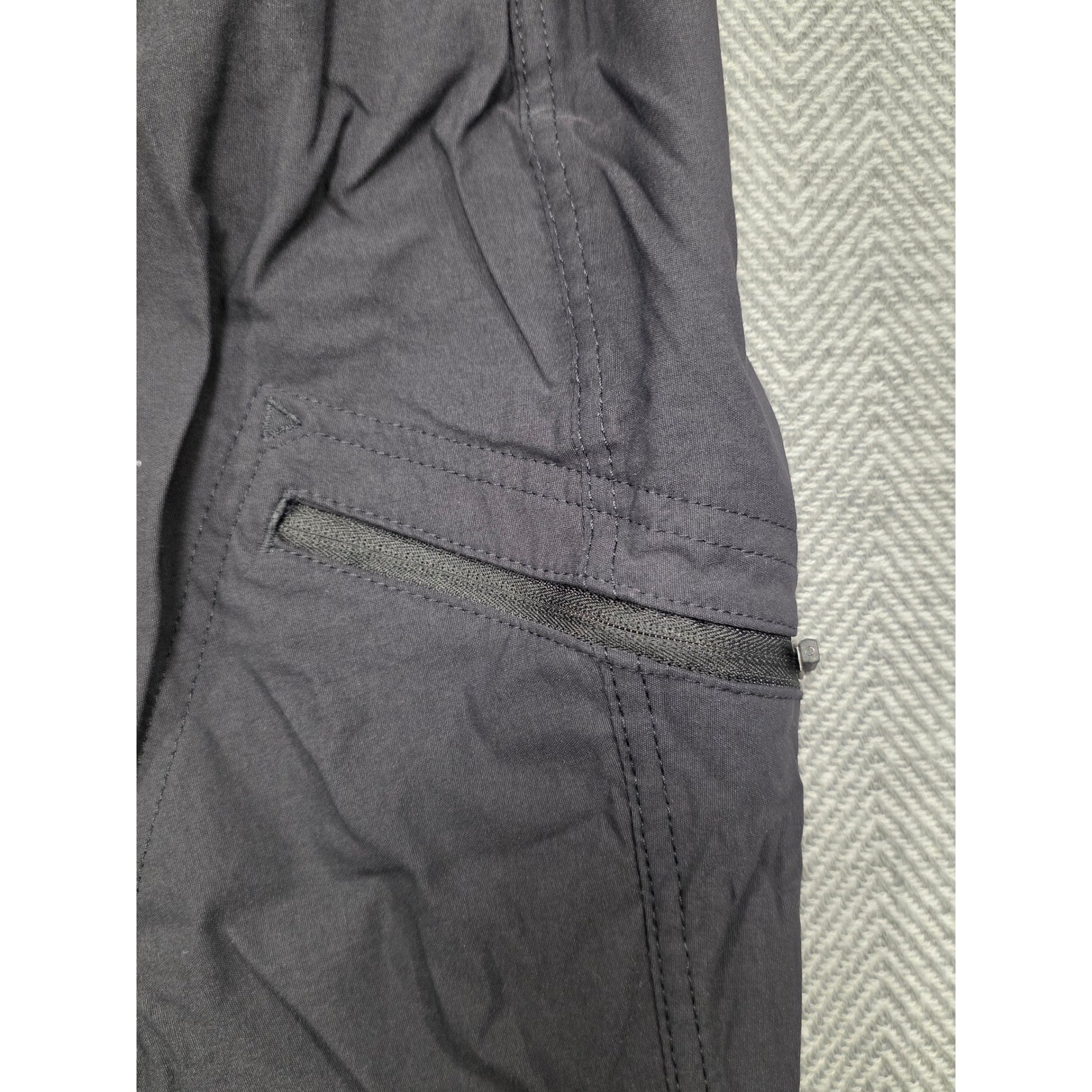 Eddie Bauer Womens Rainier Capri Pant Gray Hiking Outdoor Ruched Size 12 1258037