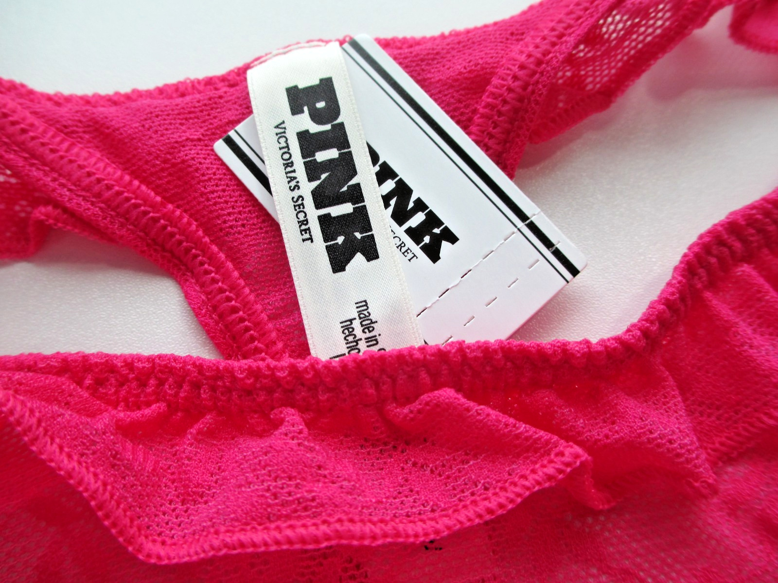VICTORIA’S SECRET PINK Micro High Leg Thong Panty S M L XL Pink Lace Ruffle VS