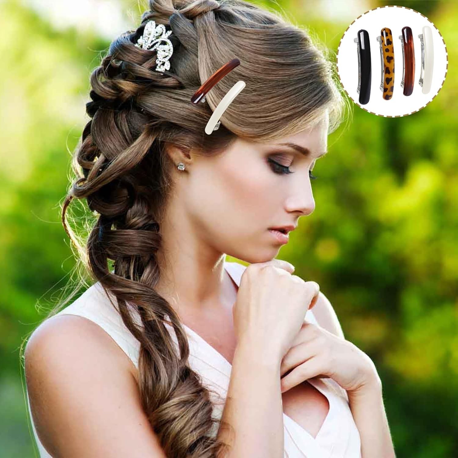 Tortoise Shell Barrettes – 4-Pack French Hair Barrettes for Women Fine Hair, Sty