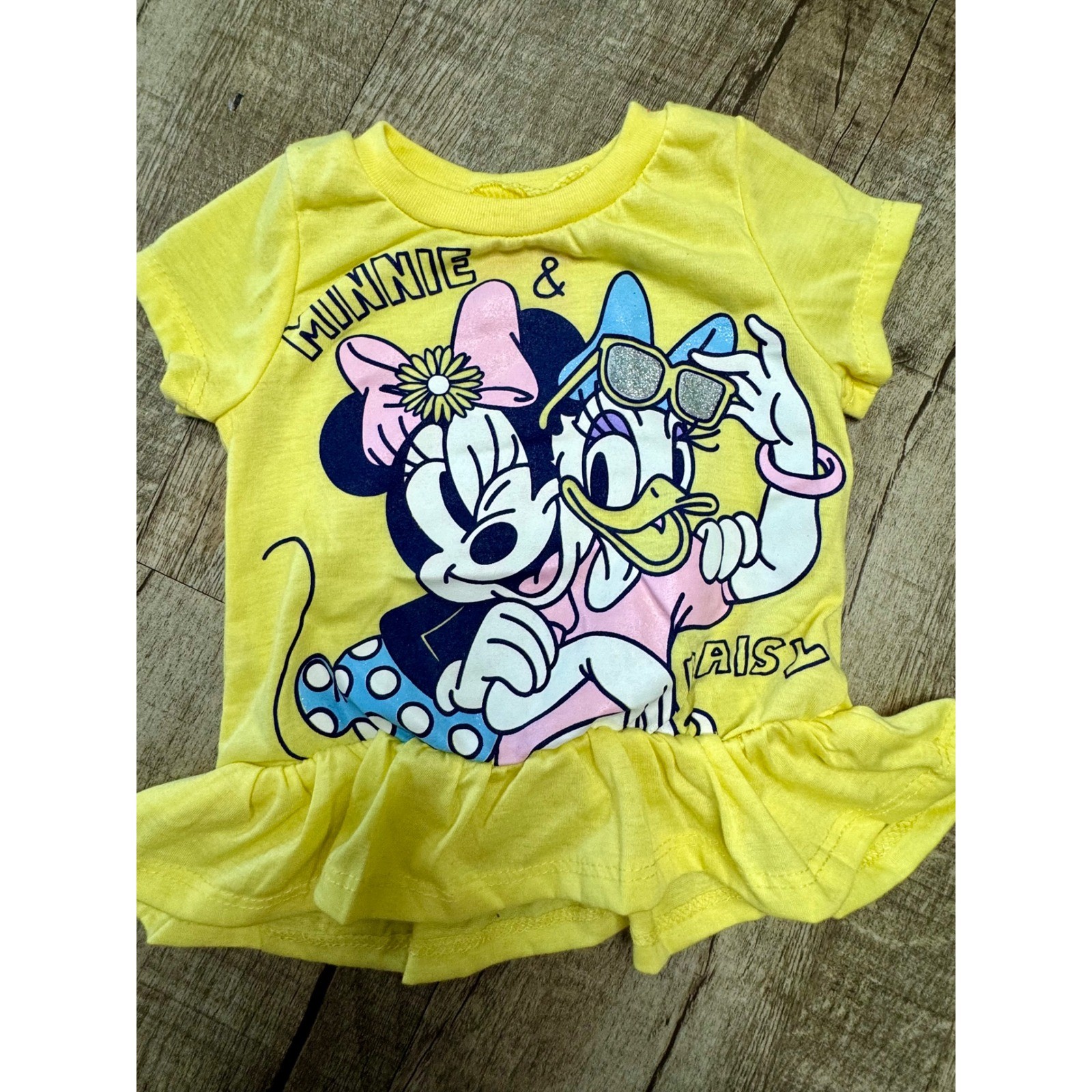 Disney Junior Minnie Mouse Daisy Duck Yellow Peplum Top Floral Shorts Set 18M
