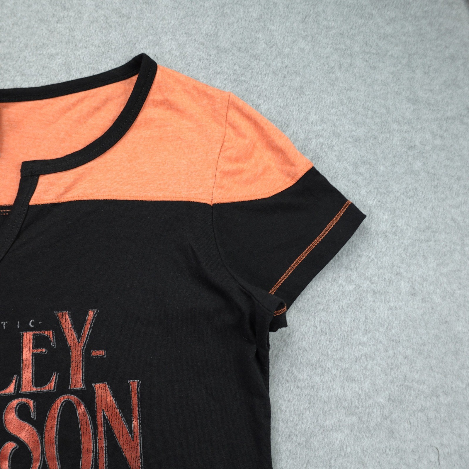 Harley Davidson T Shirt Womens Large Black Orange Biker Estampida Zapopan Mexico