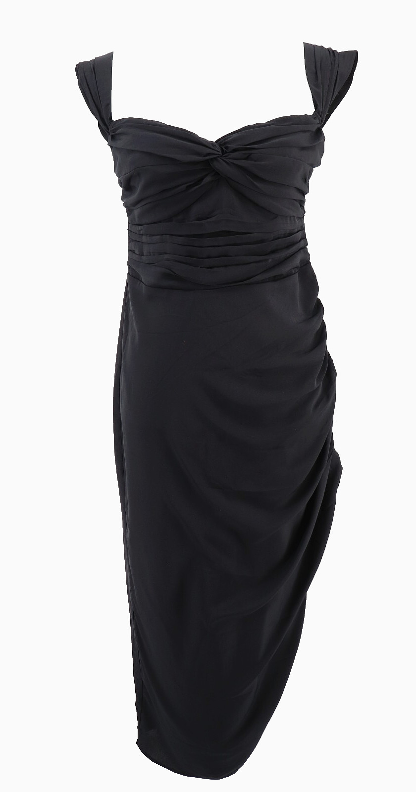 Abercrombie & Fitch Formal Dress Womens Medium Black Midi High Slit Romantic New