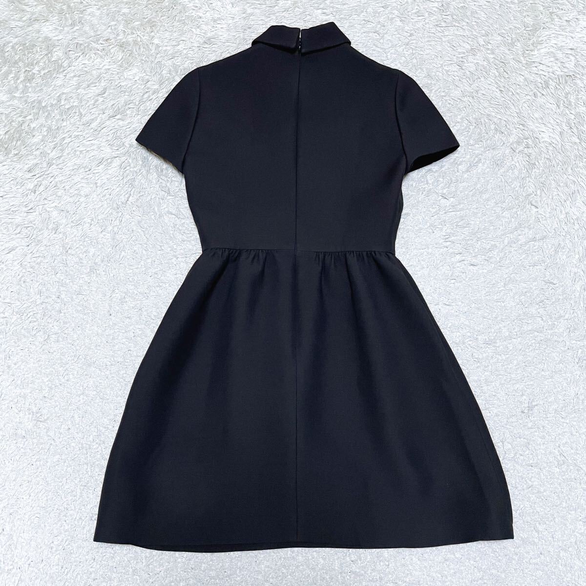 Christian Dior CD Button Wool & Silk Dress A-line Size 34 XS Black