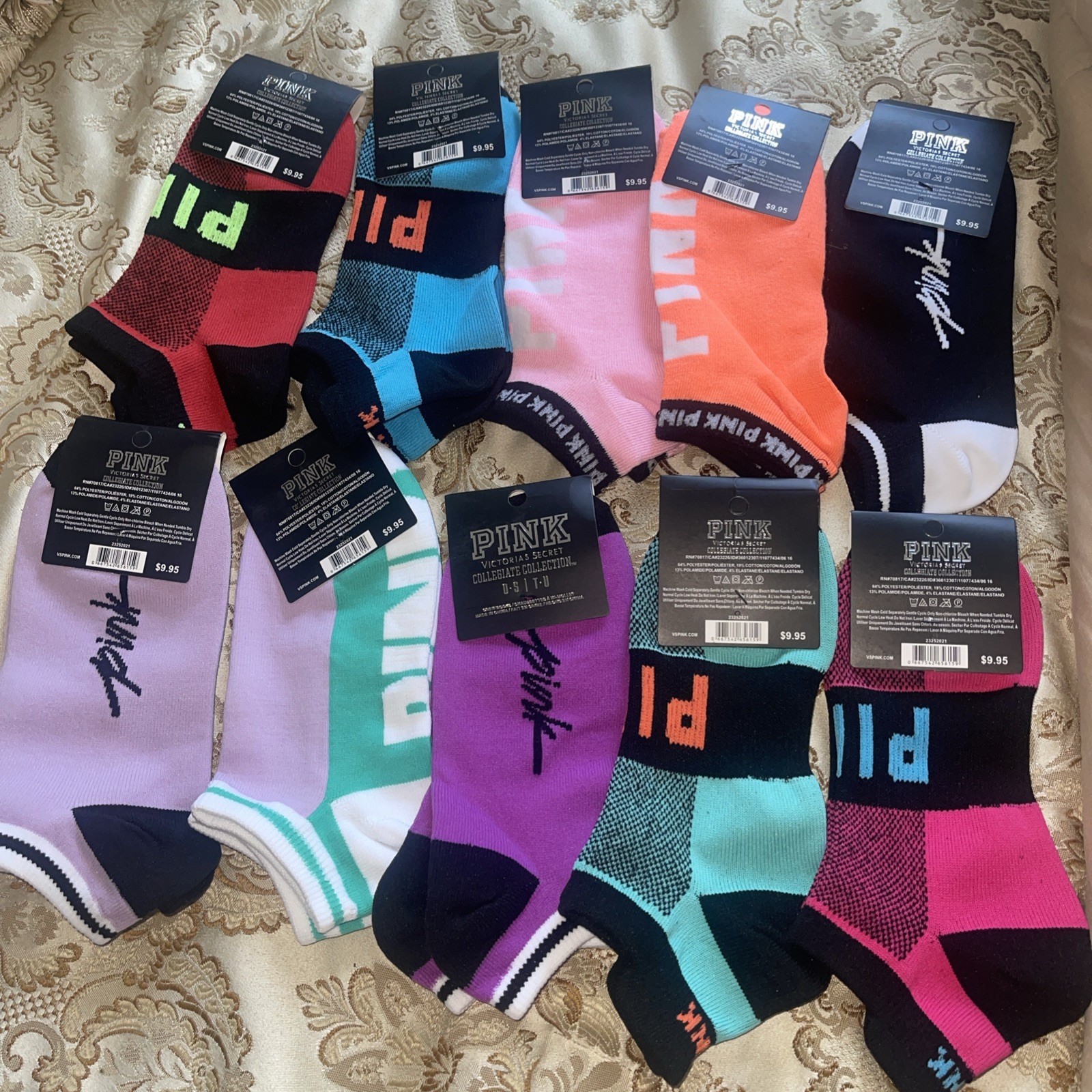 Victoria Secret VS Love Pink No Show Socks 10 Pairs Random Colors New with Tags