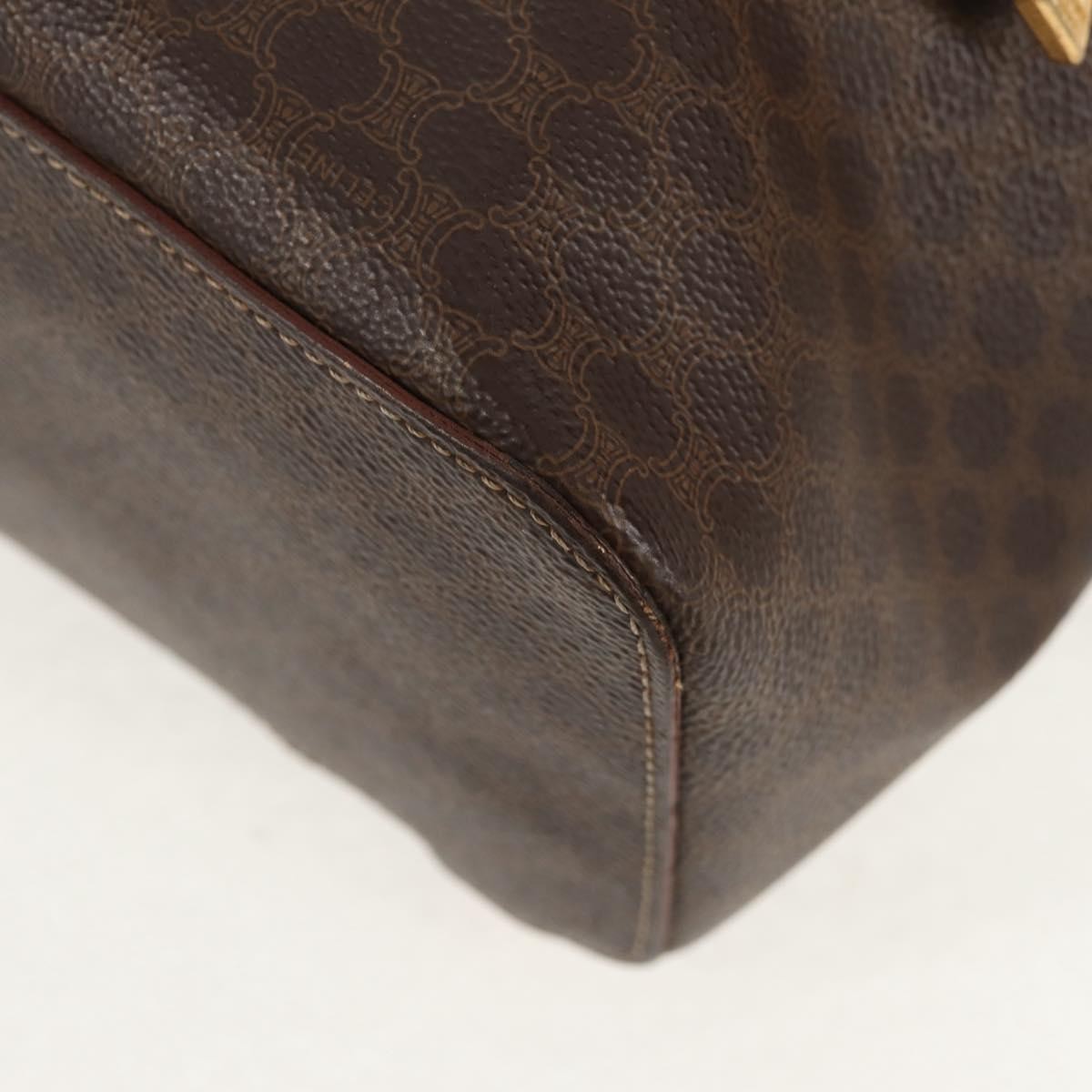 CELINE Macadam Canvas Backpack PVC Leather Brown Gold Auth 156449