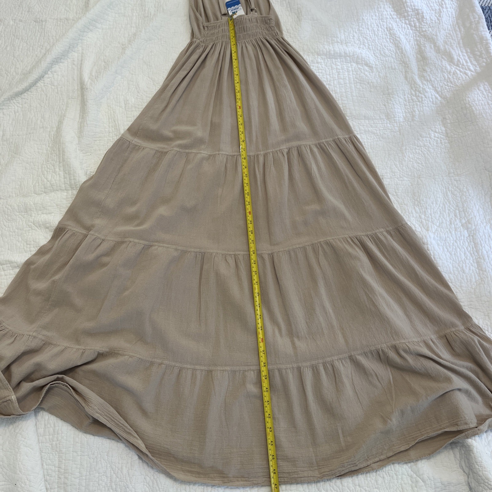 SEASPICE Resortwear Samantha Maxi Dress Baby Beige 100% Peruvian Cotton XL Boho