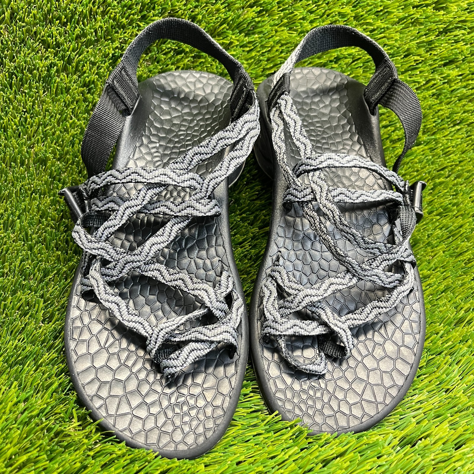 Chaco Updraft EcoTread X2 Womens Size 9 Gray Black Beach Walking Strappy Sandals