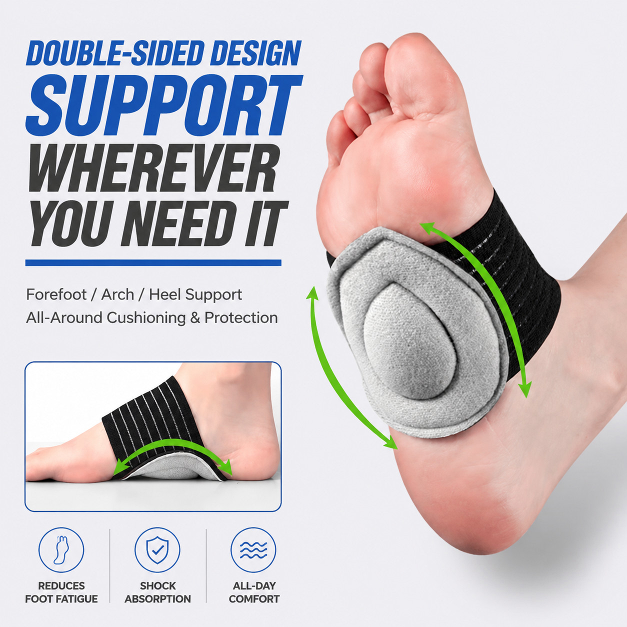 Orthotic Arch Support Insoles for Flat Feet Pain Relief Shoe Inserts Pad Heel US