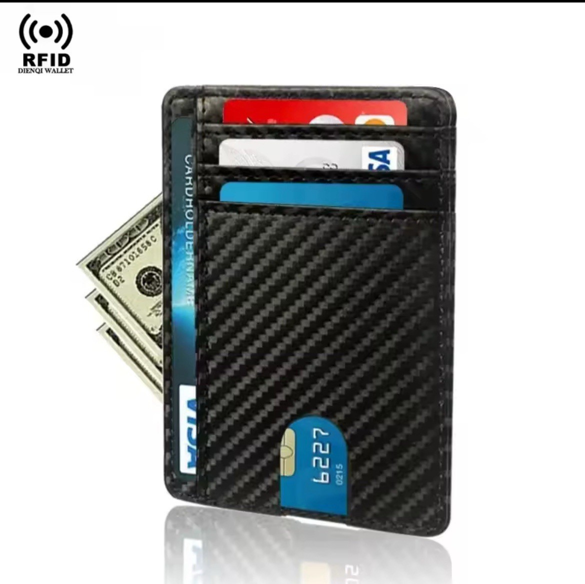 Carbon Fiber RFID Blocking Slim Wallet Credit Card Holder Minimalist Male Wallet