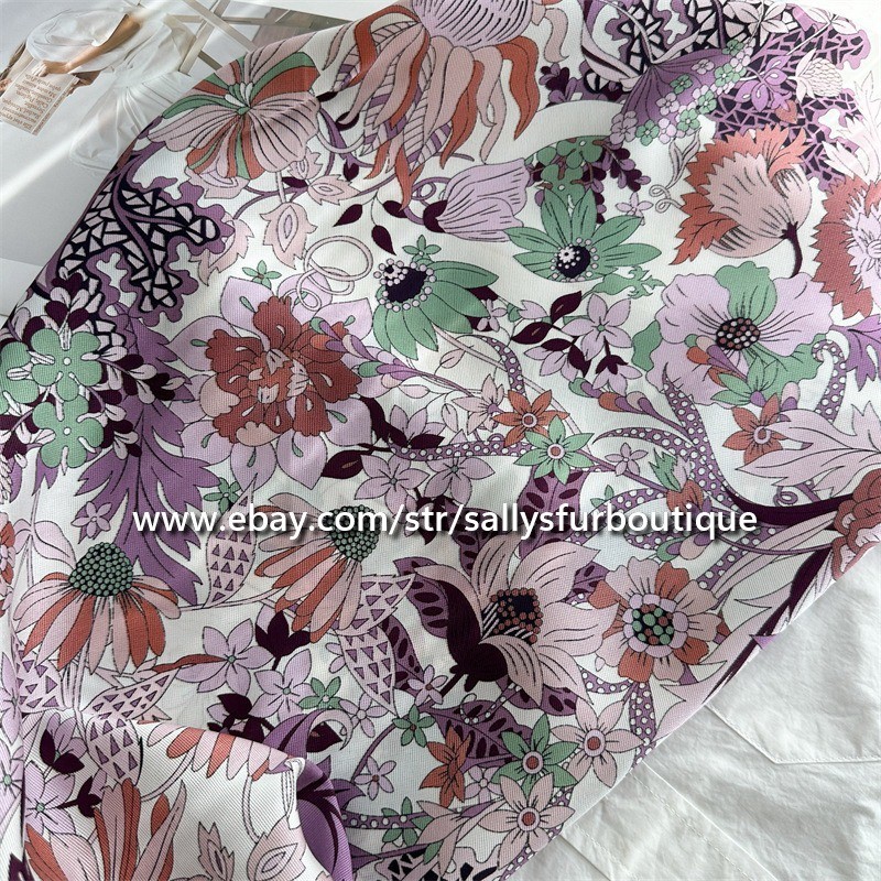 Heavy 18 Momme Silk Flowers Print Double Face Collar Scarf 26″ Yellow