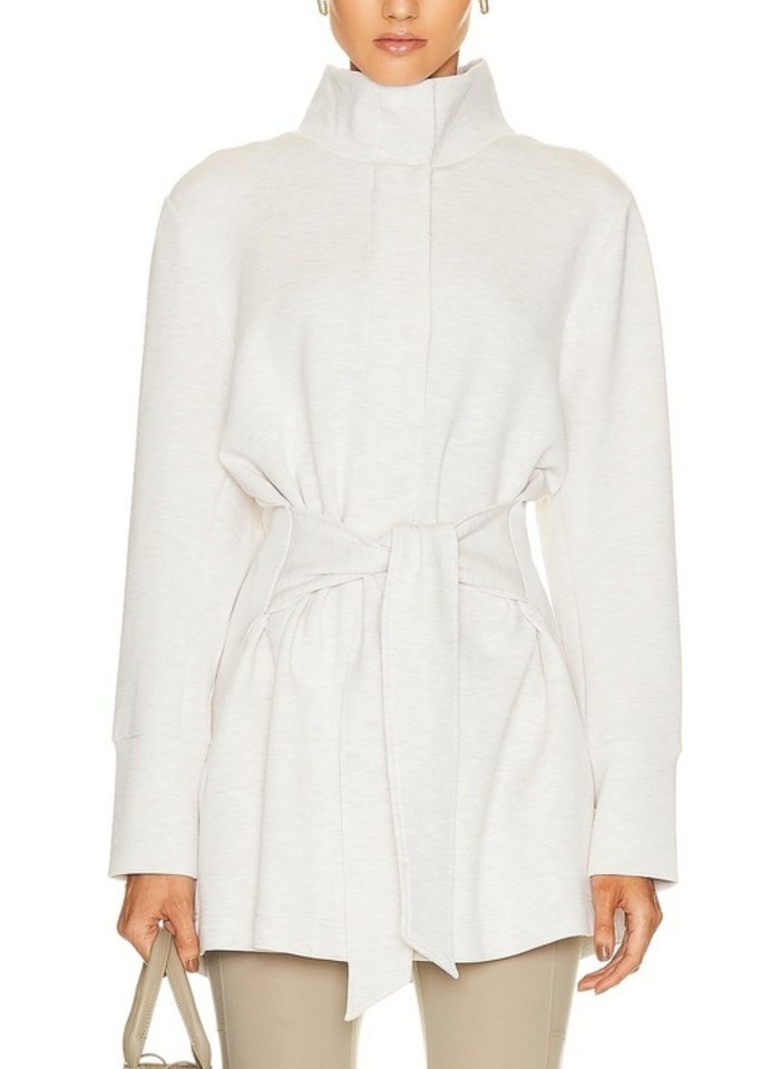 Anthropologie Varley Anset Jacket Ivory Sweatshirt Belted Size L NWT Large