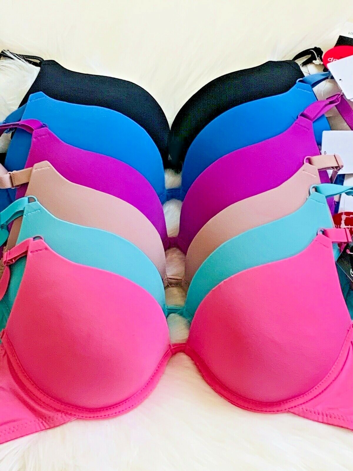 3-6 Women’s Bra Push-ups Deep Cleavage V-Bra T-Shirt Smooth Bra Lot 8601 32B-40C