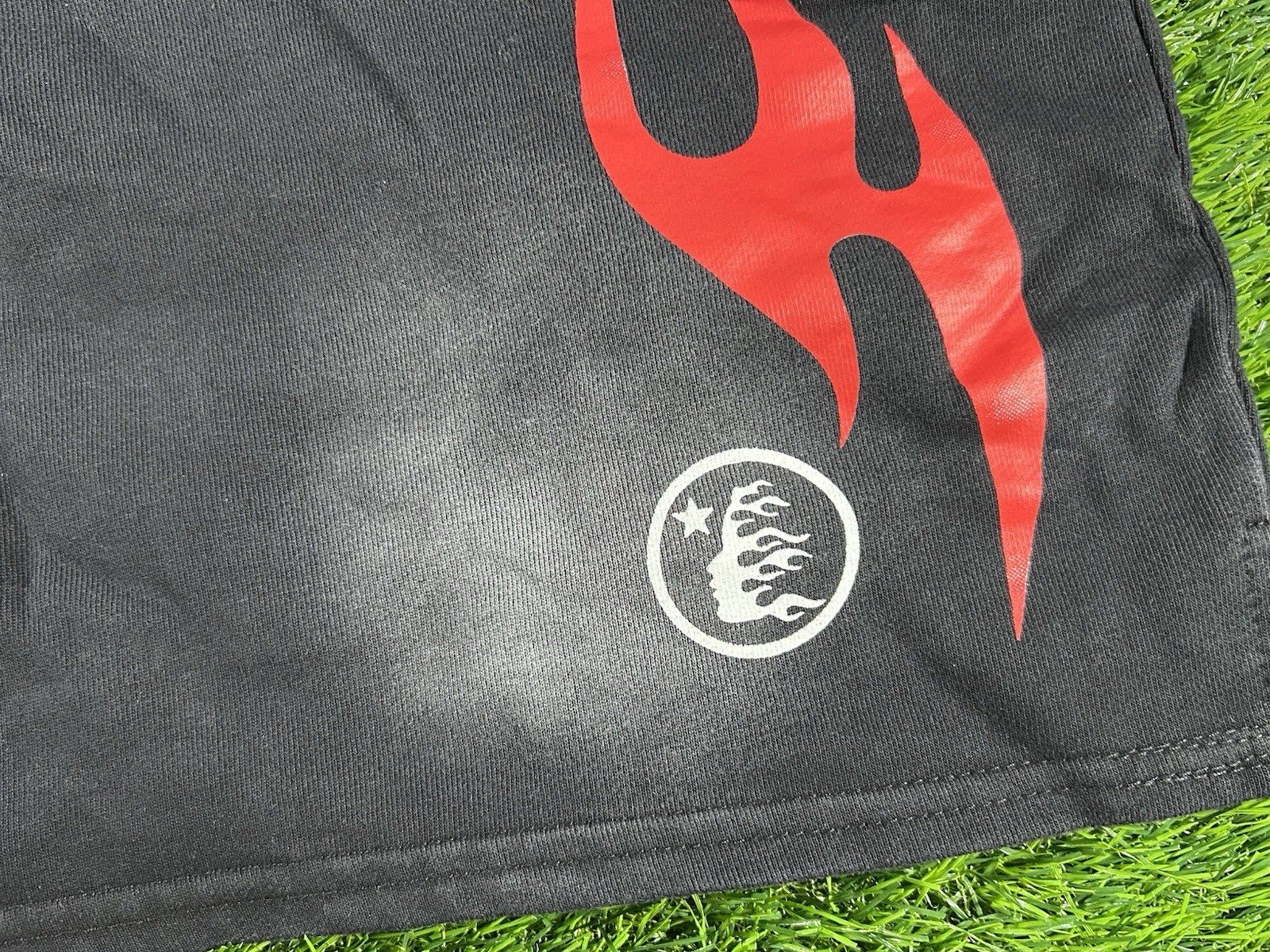 Y2K Graphic Tee & Shorts Set Black Red Flame Streetwear Outfit