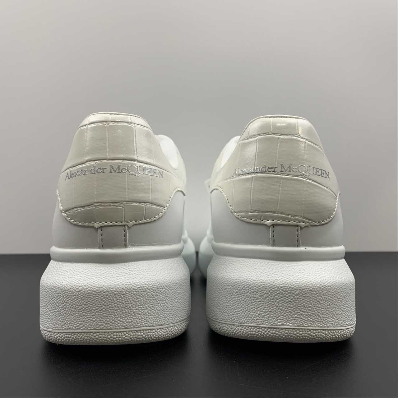 Alexander McQueen Oversized Sneaker White Croc Heel Mesh Dot Laces Unisex Leathe