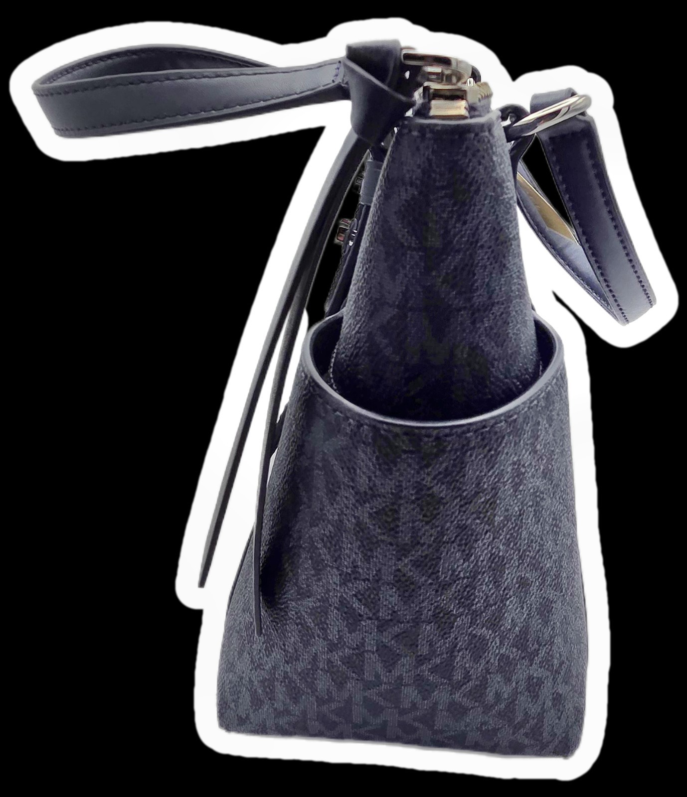 Michael Kors Blue Signature Coated Canvas and Leather Sullivan Satchel