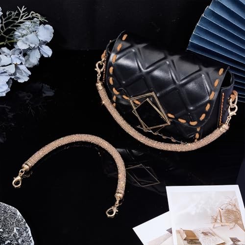 2pcs Rhinestone Purse Strap Replacement 11.8″ Short Crystal Bag Handle