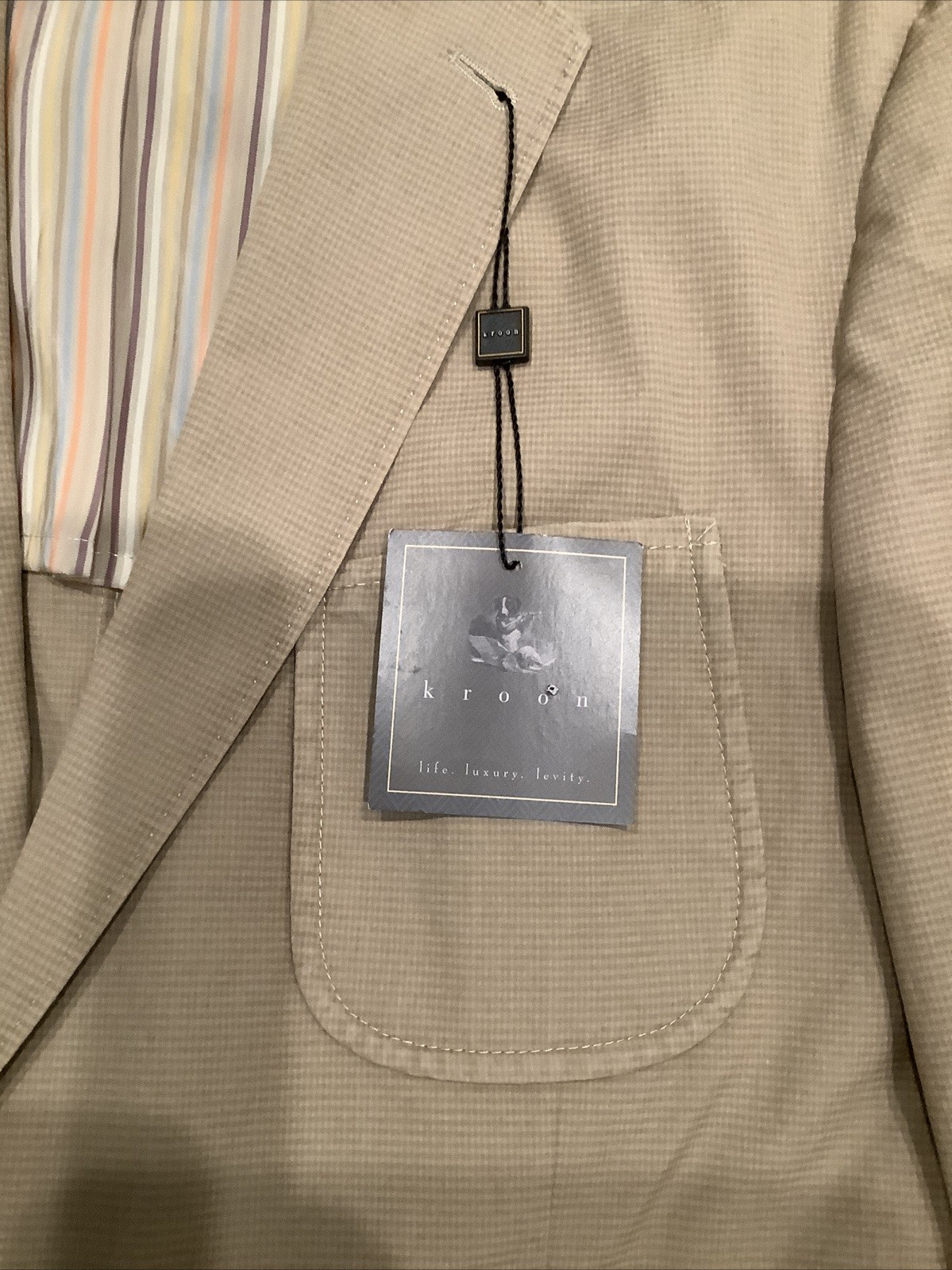 NWT KROON HARRISON Blazer Sport Coat Jacket Size 42 Long Beige Casual NEW