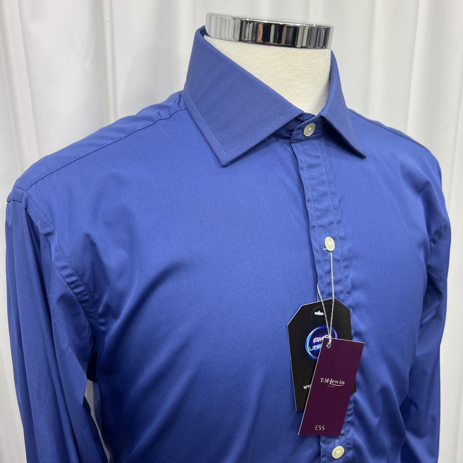 TM Lewin Men’s Blue Double Cuff Shirt – Pure Cotton – 16” Collar (46” Chest)