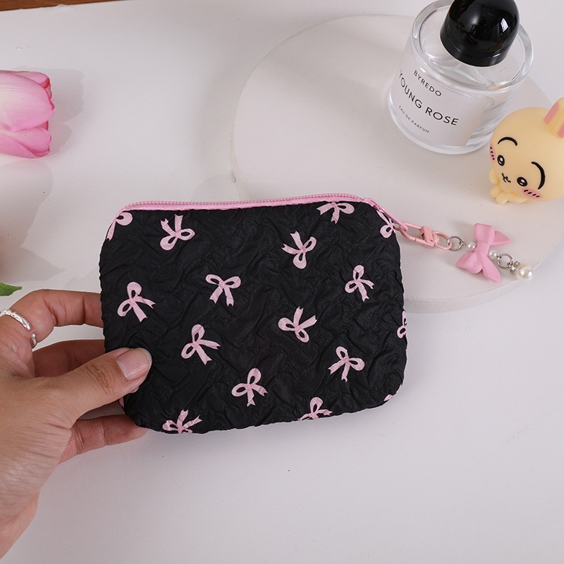 Fabric Bow Coin Purse, Large Capacity Card & Cash Holder, Cute Small Wallet