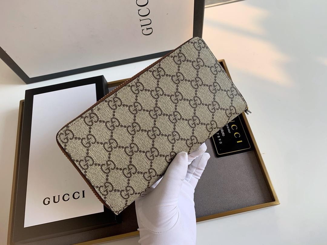 Gucci Wallet brown monogram GG zip around