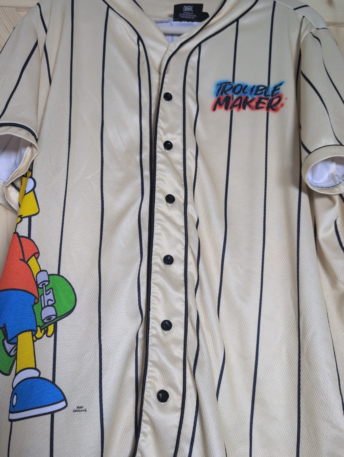 Bart Simpson’s Trouble Maker Cartoon Baseball Jersey Size L