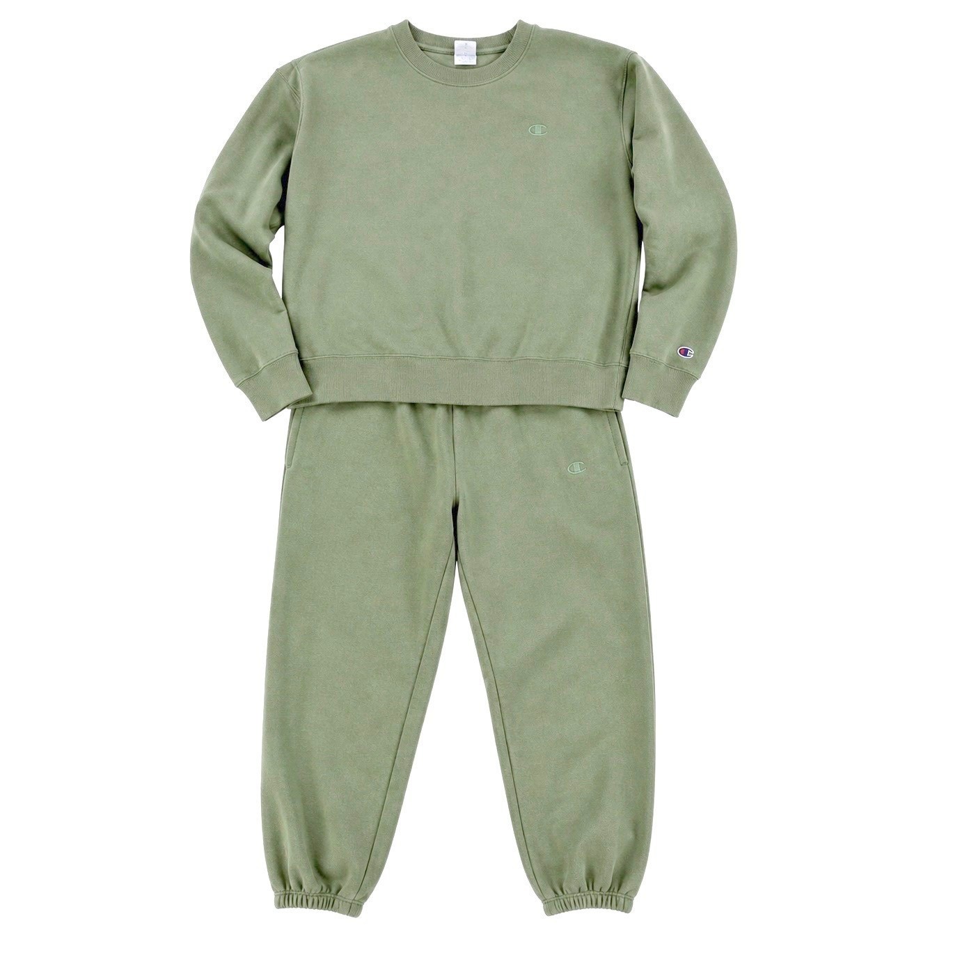 Champion Crewneck Sweatshirt XL Sage Green Relaxed Minimalist Retro and L pants.