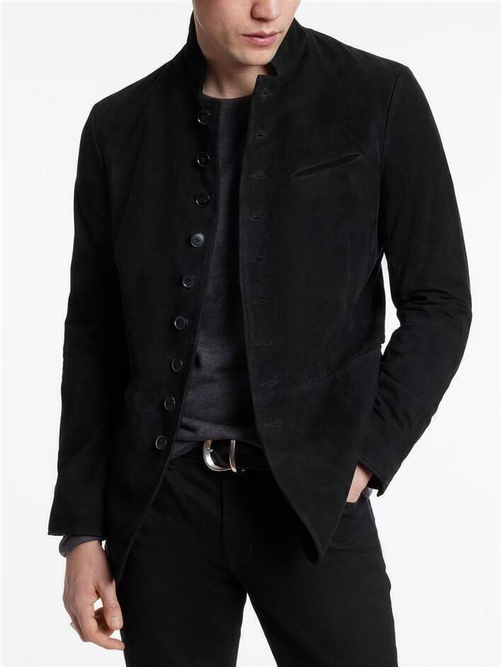 CELEBRITY New Men’s Black Suede Jacket 100% Soft Sheepskin Style Slim Fit Jacket
