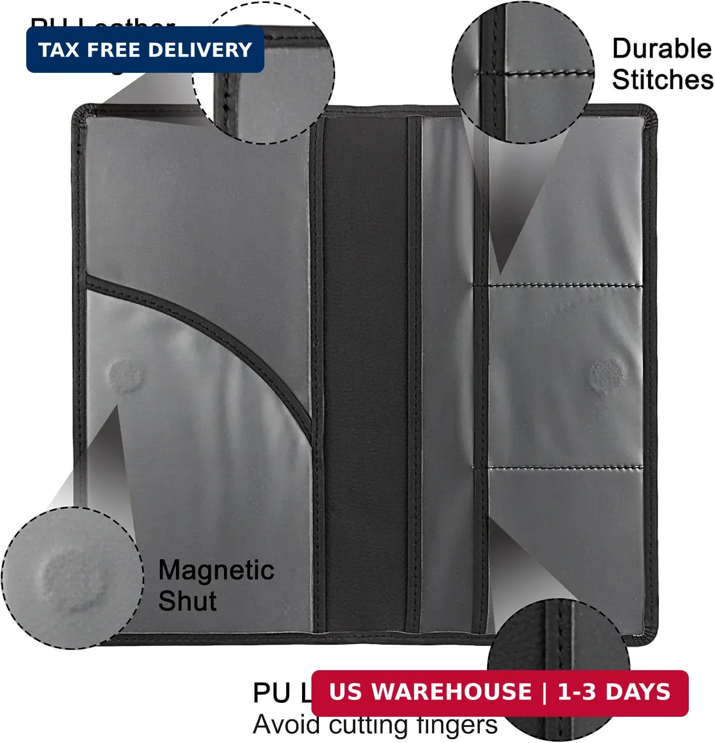 LumiMokki Premium Car Registration & Insurance Card Holder with Magnetic Shut, V