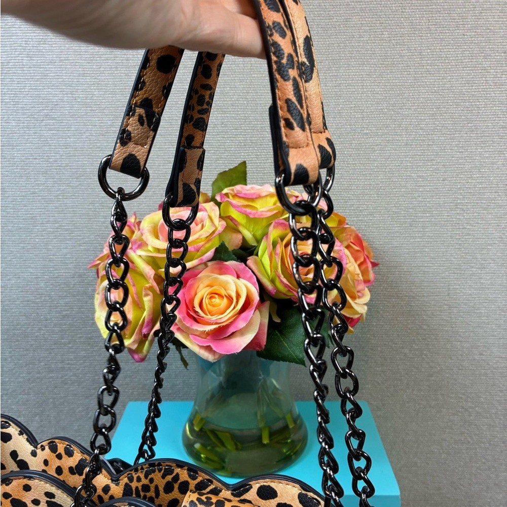 Betsey Johnson Leopard XOTOTE-L Tote Bag Studded Pouch NEW