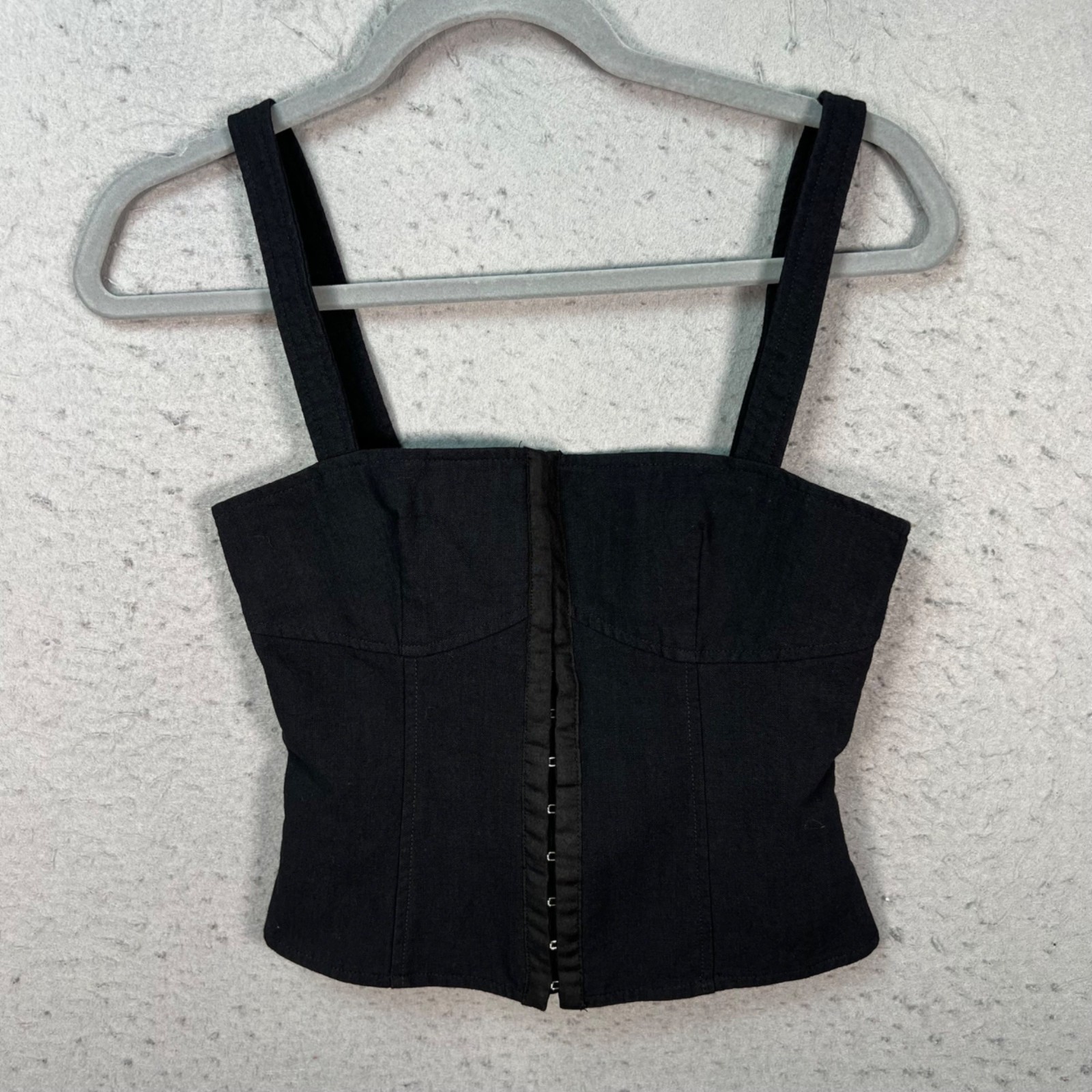 Lioness Womens XS Black Cotton Hook Front Corset Top Sleeveless Bustier