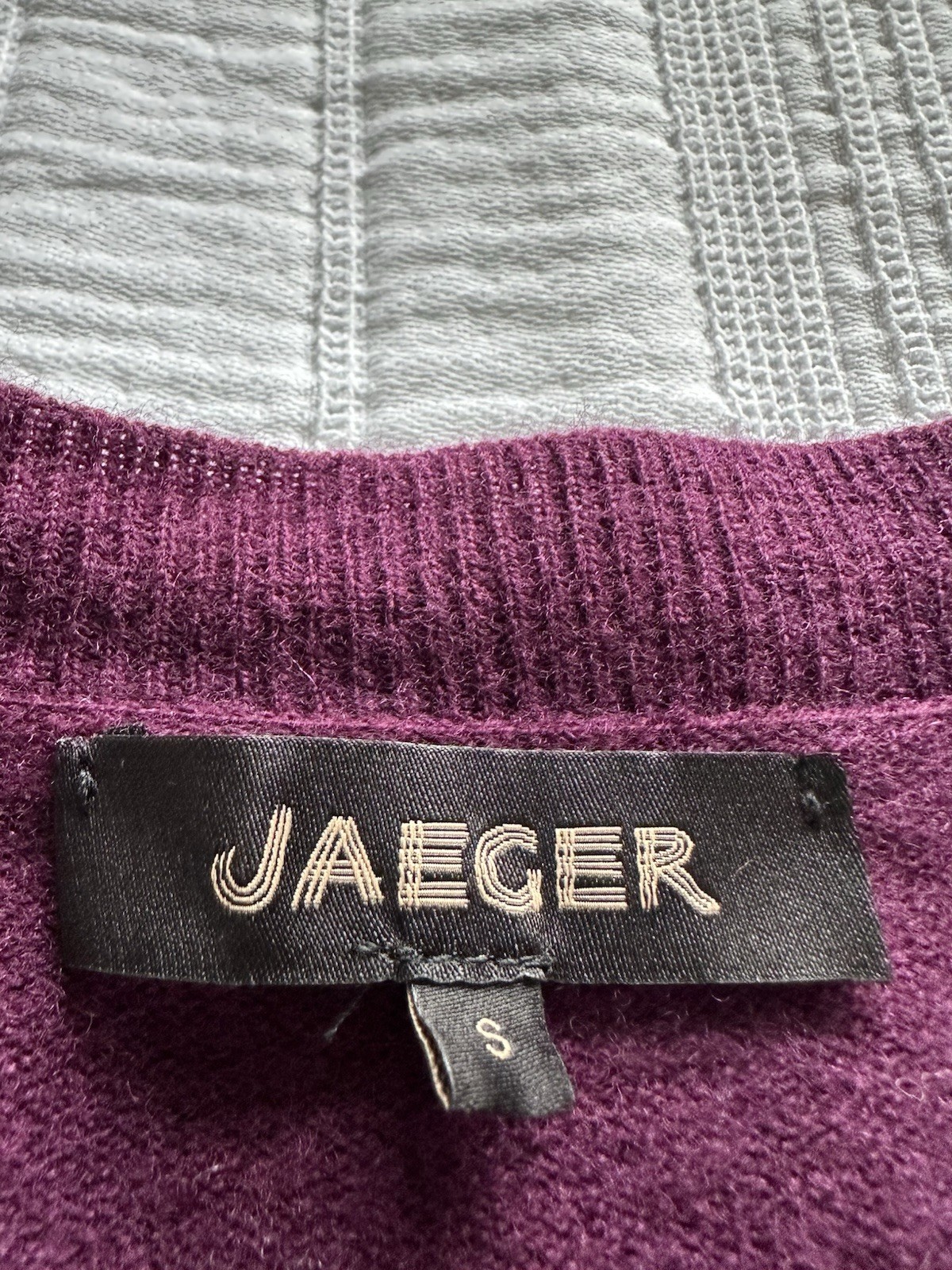 Jaeger Plum Purple Long Sleeve Knit Jumper Dress Size S 90% Wool 10% Cashmere