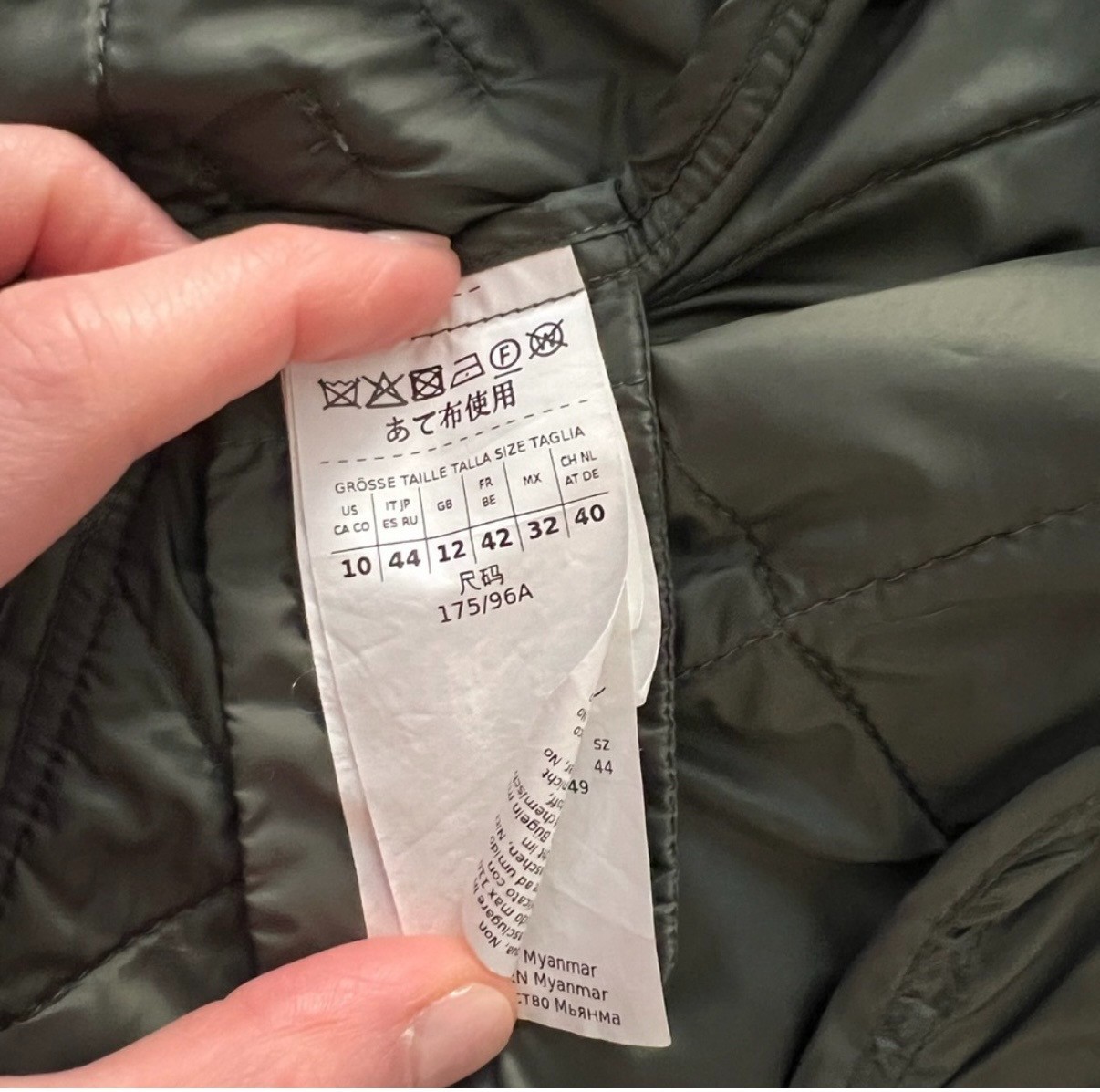 Olive green hooded WEEKEND Max Mara jacket, Size 10, Good condition