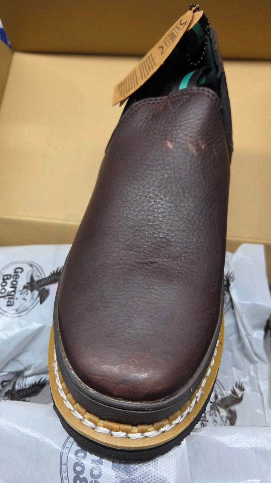Georgia Boot Men’s GR274 Georgia Giant Slip On Brown Leather Work Shoe 11 M