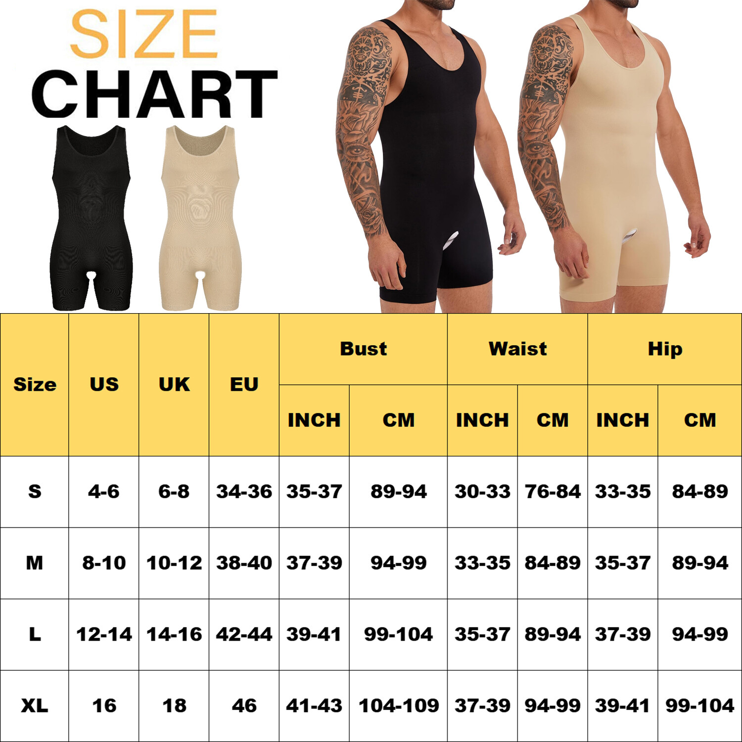 Men’s Full Body Shaper Slimming Compression Bodysuit Thigh Slimmer Shapewear