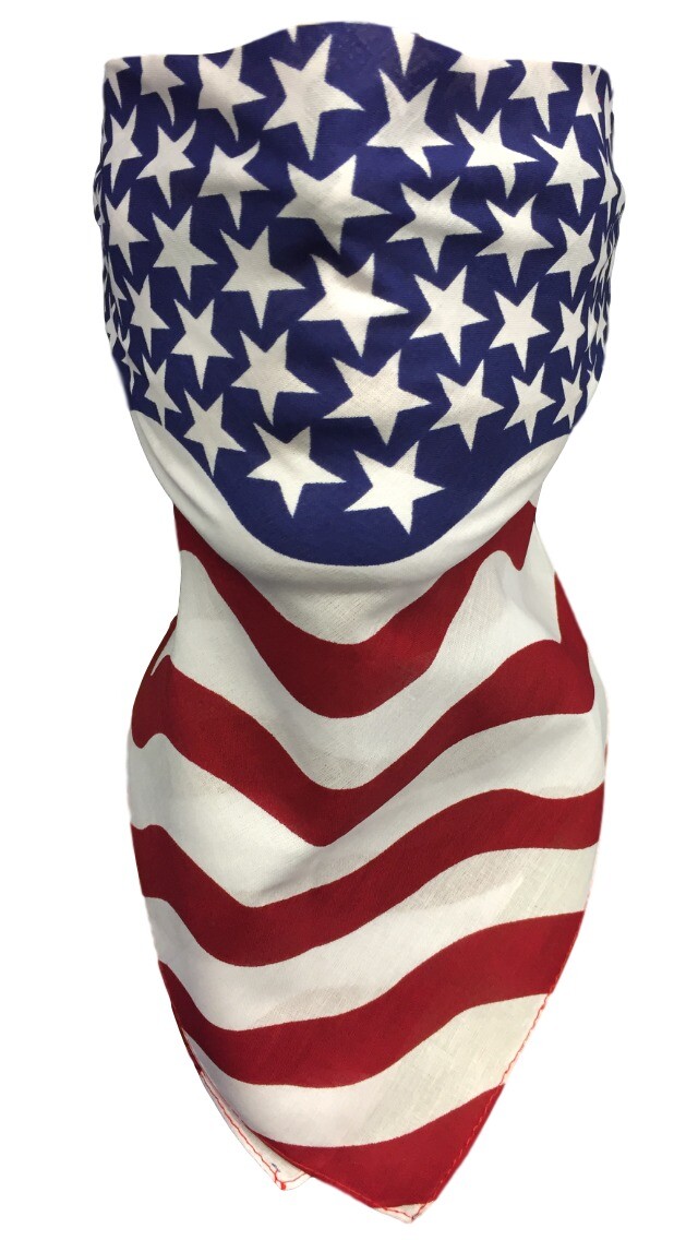 USA MADE SKULL FLAG ADJUSTABLE REVERSIBLE VELCRO®Brand FACE SCARF MASK BANDANNA