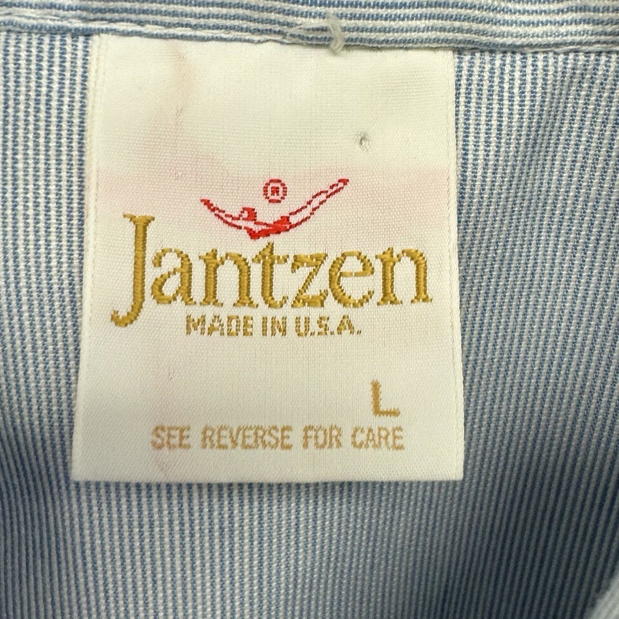 VTG Jantzen Nautical Retro Button Up Short Sleeve Shirt Men’s Sz Large USA MADE