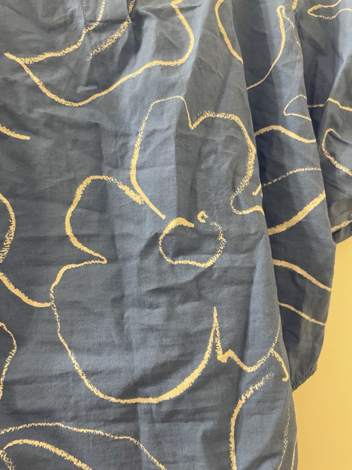NWT Madewell XS Embroidered Poplin Puff-Sleeve Cutout Crop Top Blue Floral